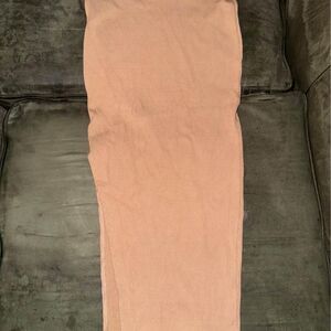 Lulus Ribbed Pencil Midi Skirt in Tan Sz XS